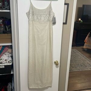 Papell Boutique antique white formal dress.